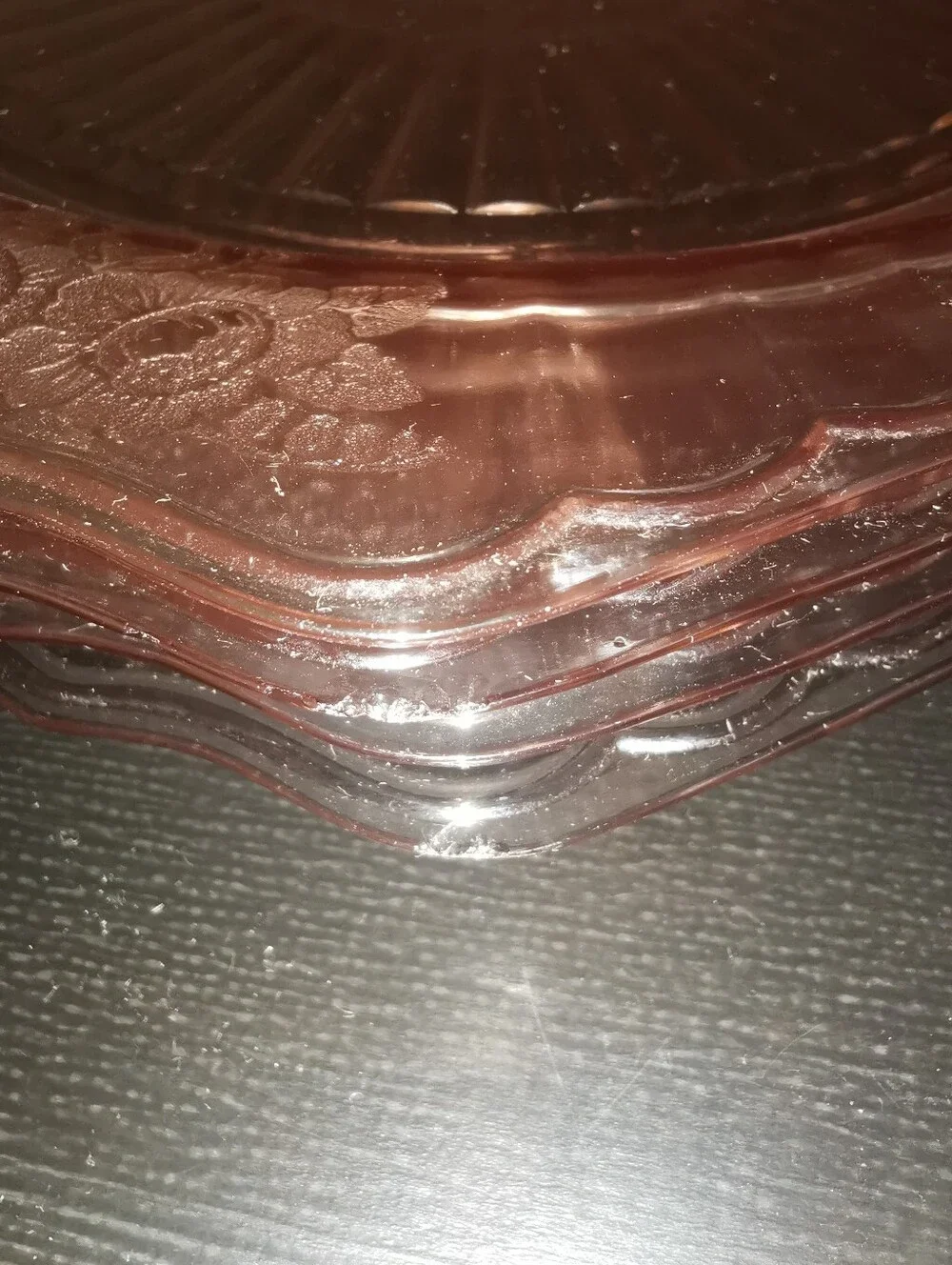 Set of 4 Anchor Hocking Vintage Mayfair Open Rose Pink Dinner Plates Approx 9.5